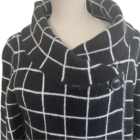 Women's Ellen Tracy Wool Blend Window Pane Cardigan Sweater Size Medium - Picture 4 of 8